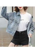 Women Letter Pattern Winter Season Long Sleeve Modern Warm Denim Jacket