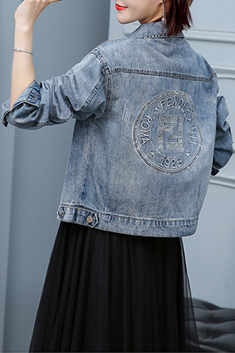 Women Collar Neck Comfortable Long Sleeve Cozy Denim Jacket