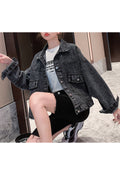 Women Pocket Styling Loose Wonderful Long Sleeve Fantastic Denim Jacket