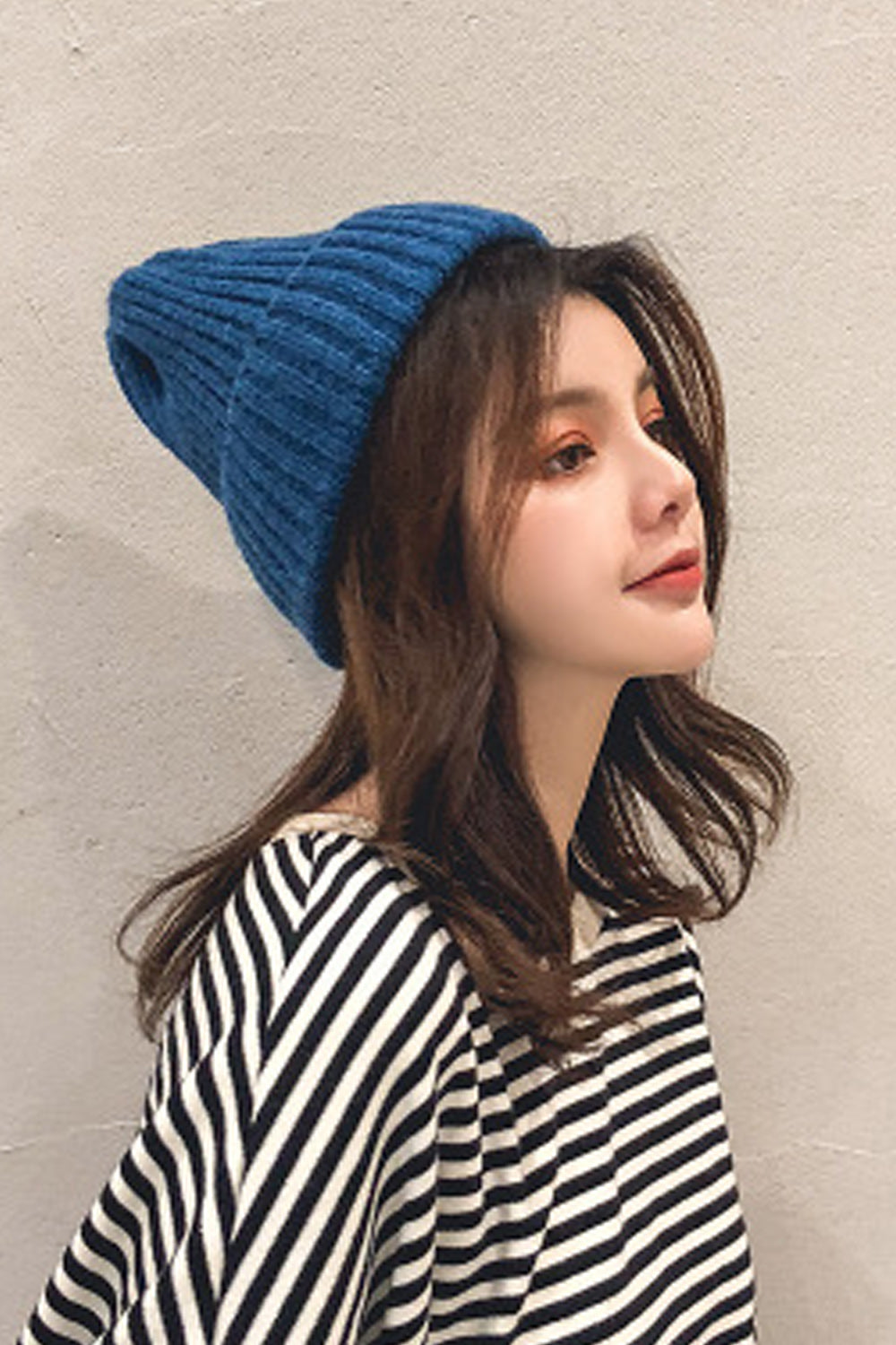 Women Cute Dome Style Solid Color Warm Knitted Hat