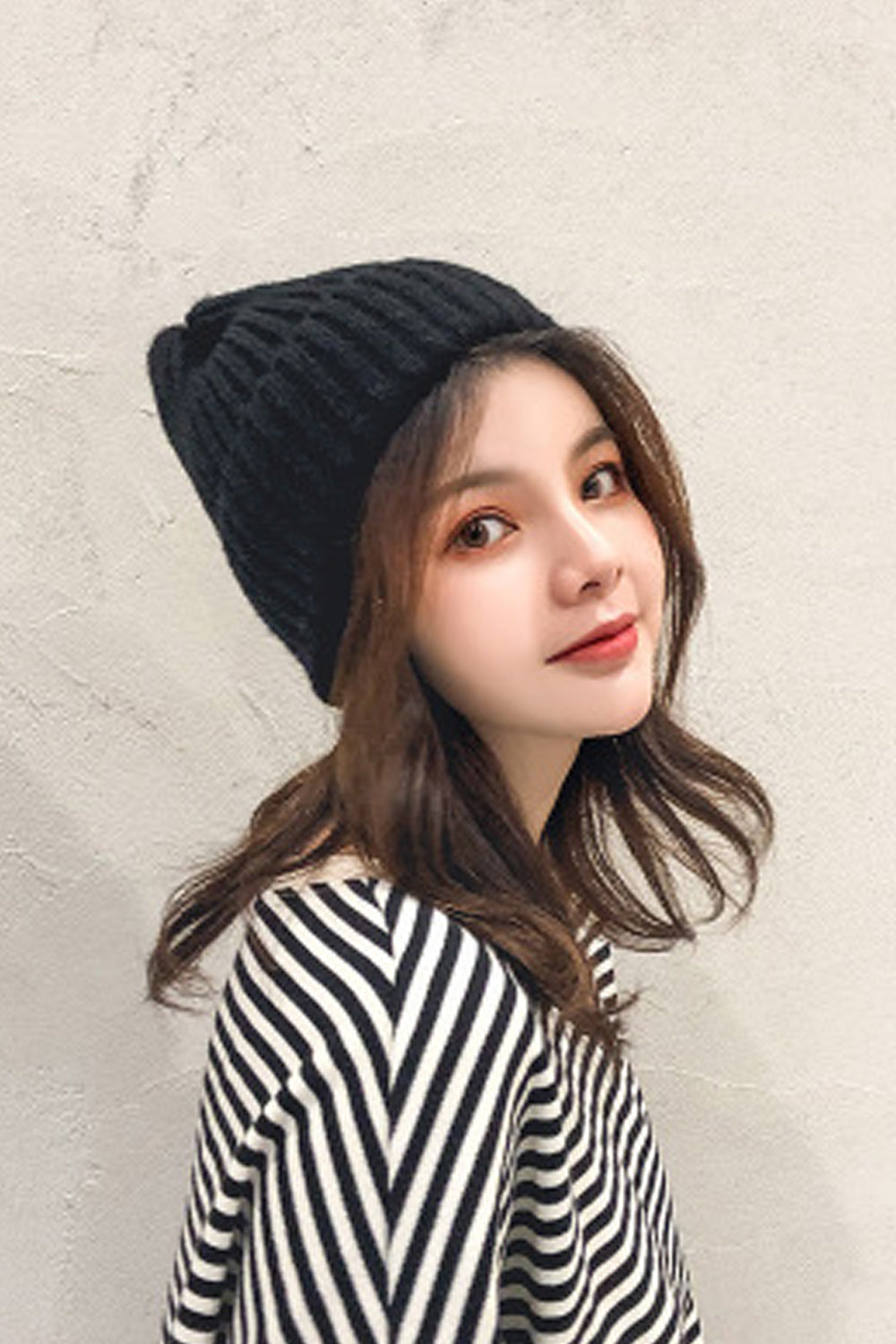 Women Cute Dome Style Solid Color Warm Knitted Hat