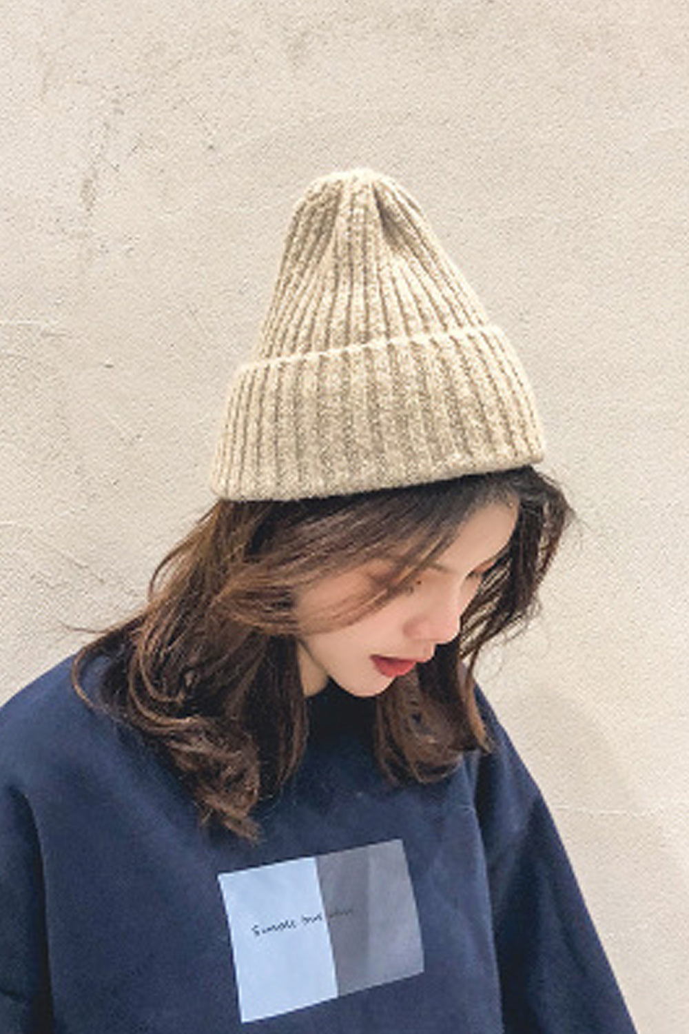 Women Cute Dome Style Solid Color Warm Knitted Hat