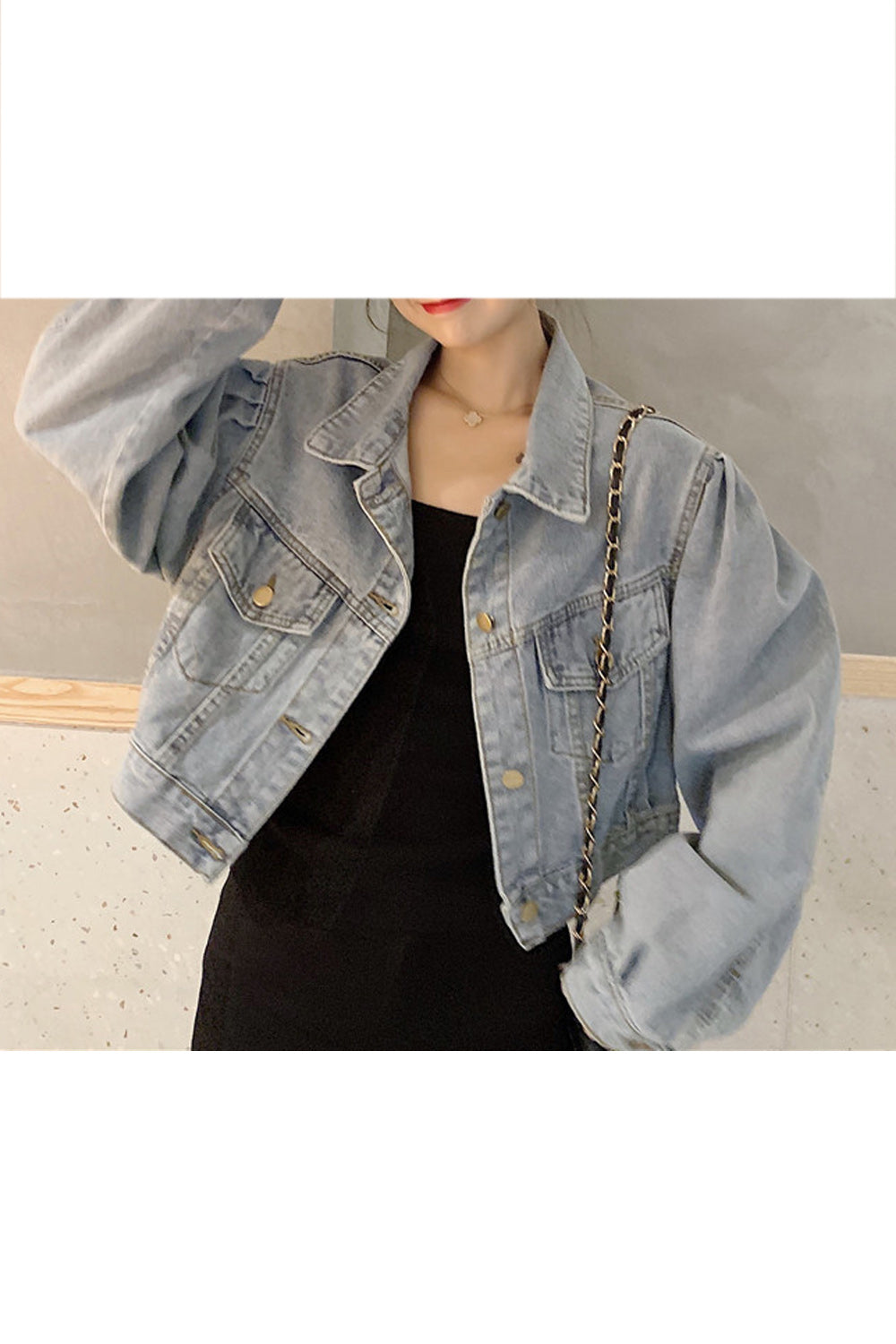 Women Pocket Styling Collar Neck Fantastic Loose Breathable Denim Jacket