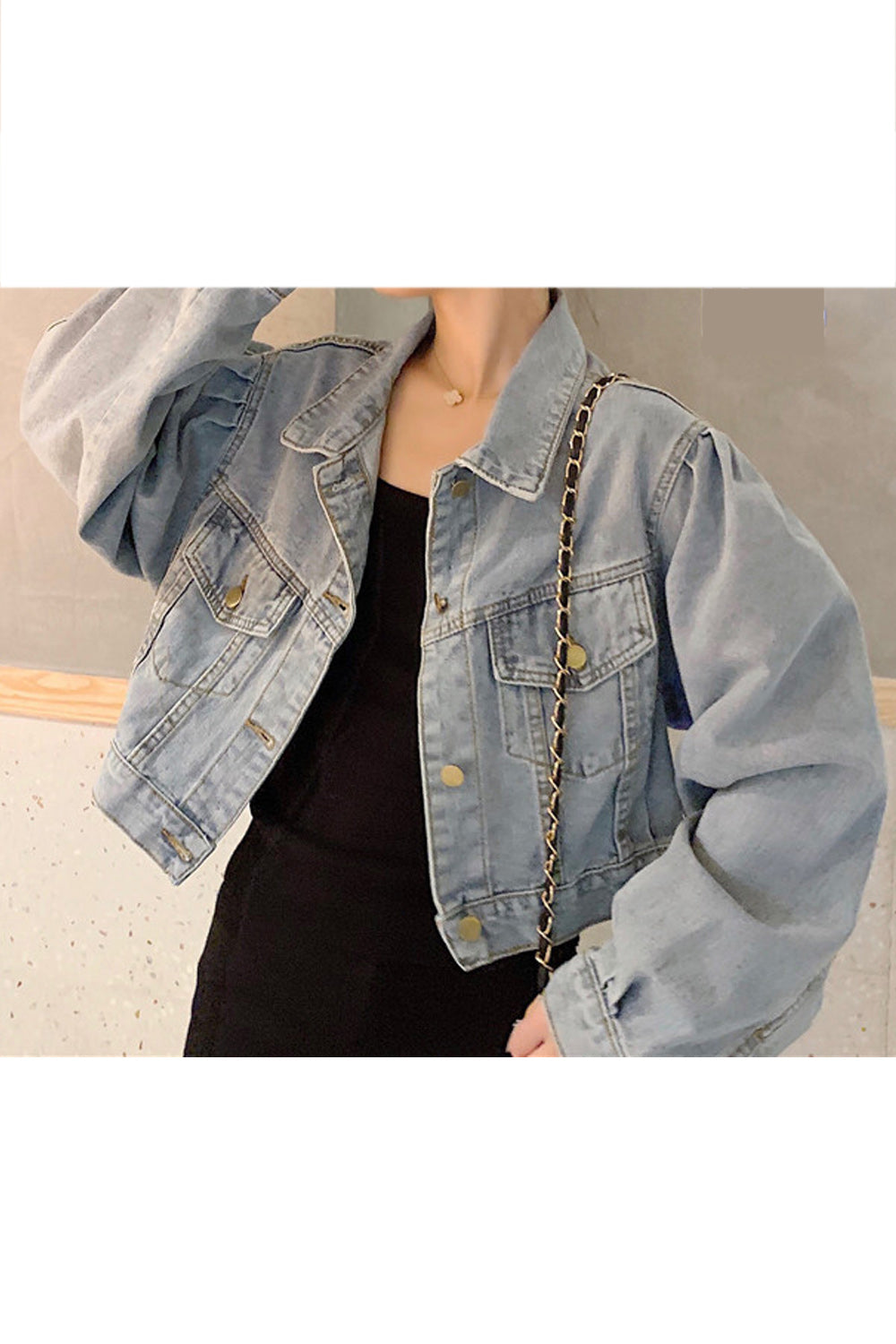 Women Pocket Styling Collar Neck Fantastic Loose Breathable Denim Jacket