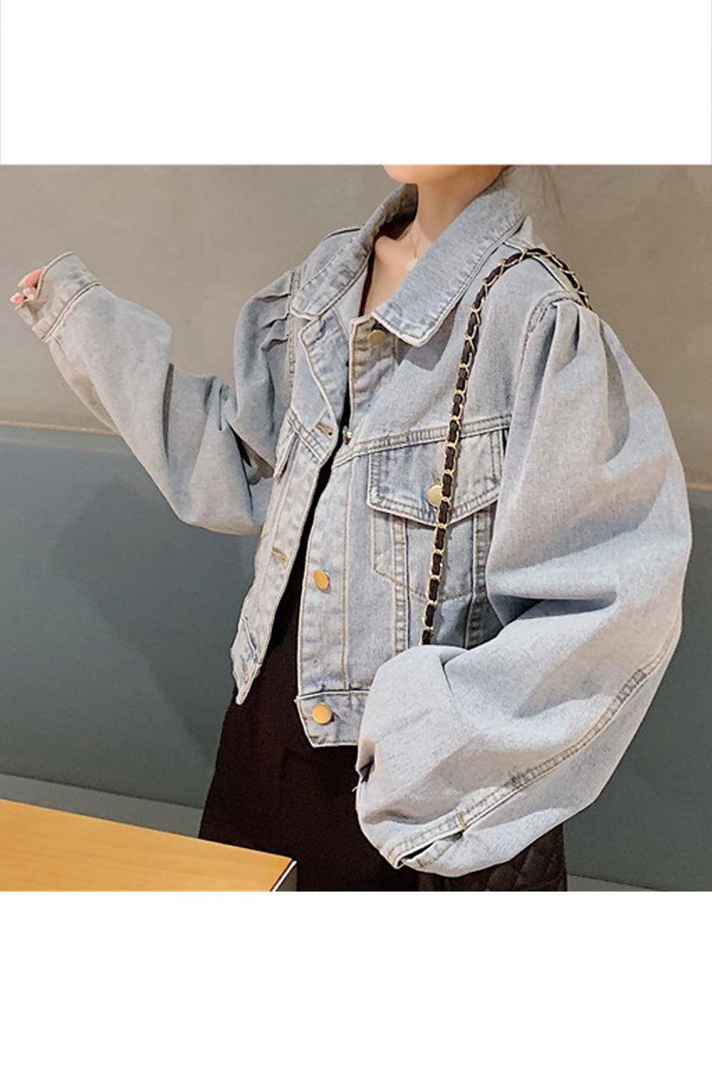 Women Pocket Styling Collar Neck Fantastic Loose Breathable Denim Jacket