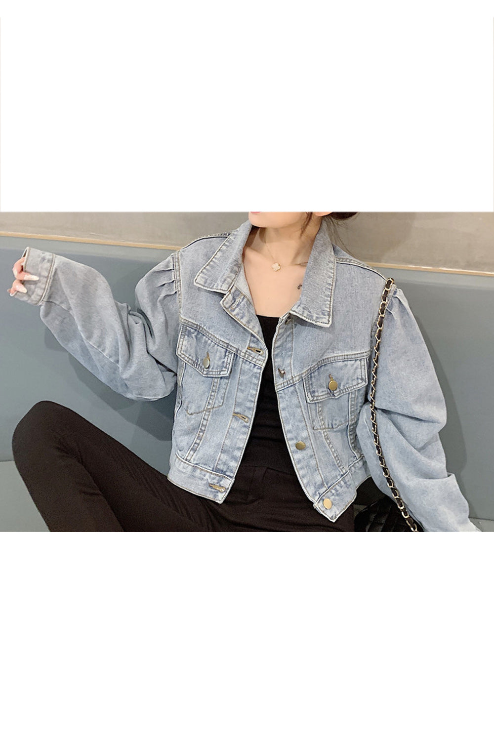 Women Pocket Styling Collar Neck Fantastic Loose Breathable Denim Jacket