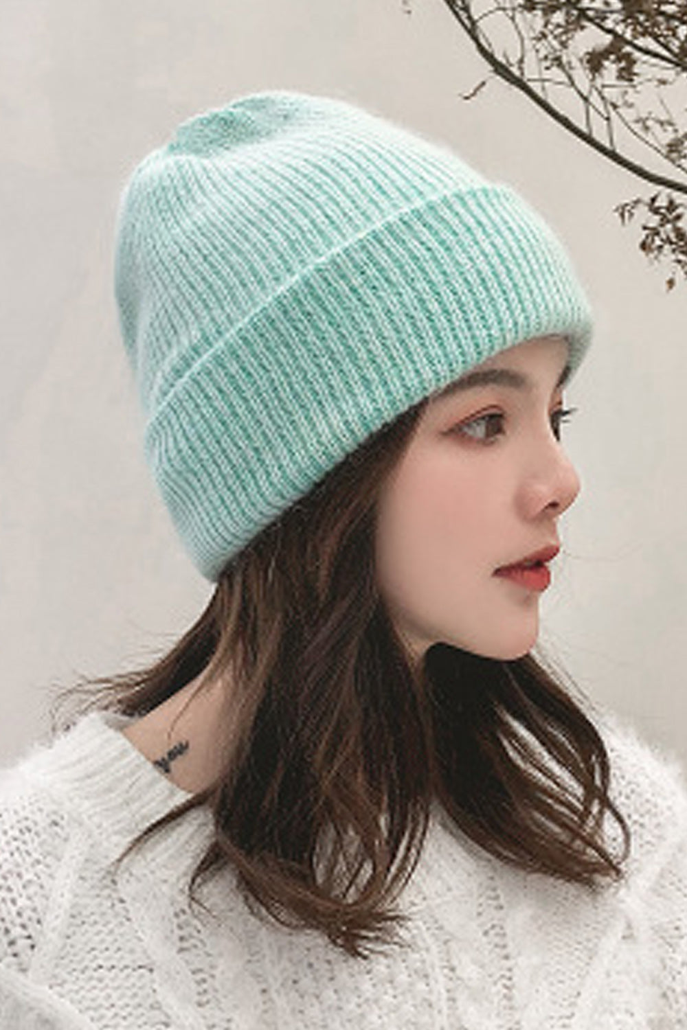 Women Fashion Round Shaped Warm Thick Knitted Hat