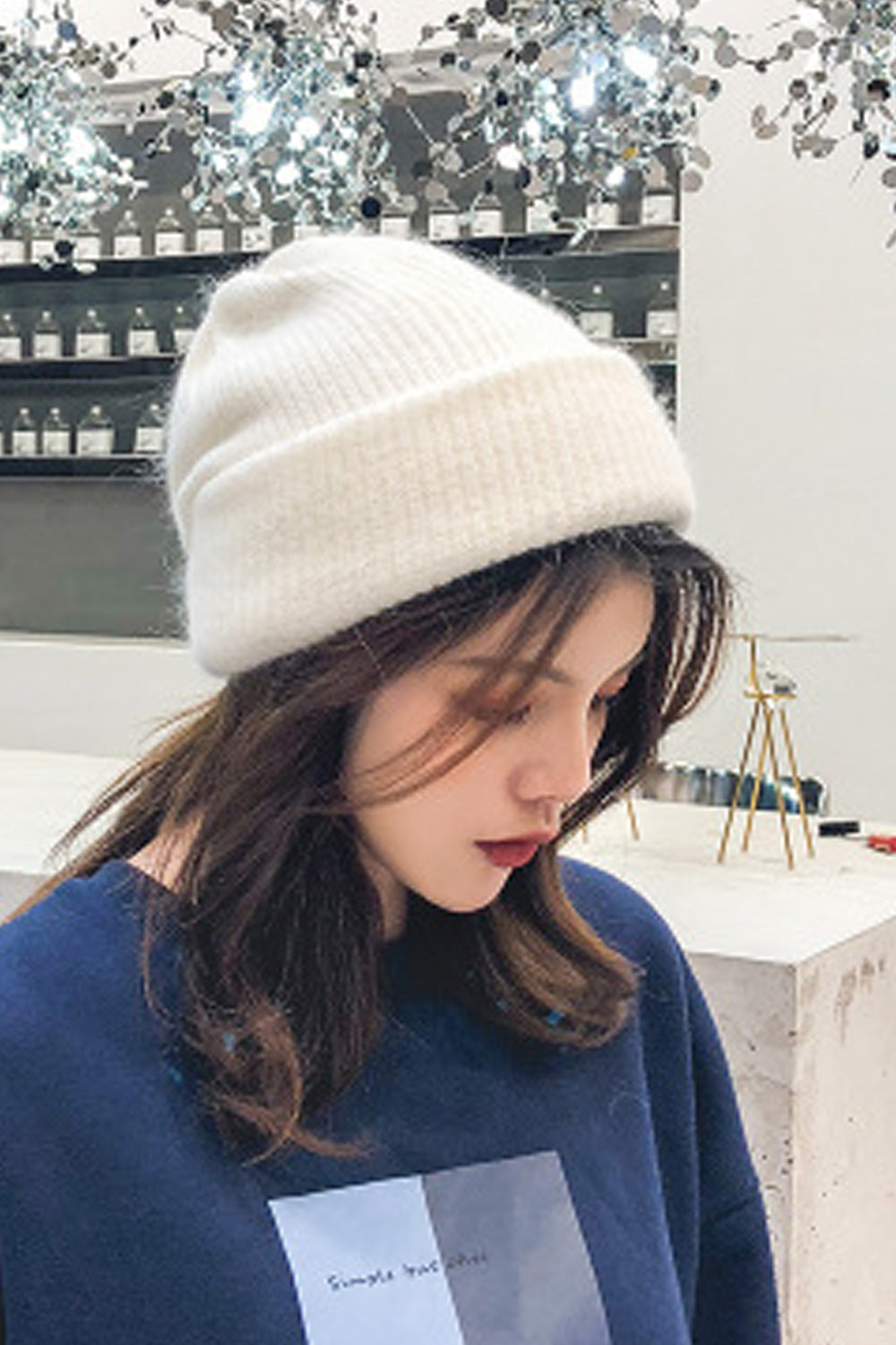 Women Fashion Round Shaped Warm Thick Knitted Hat