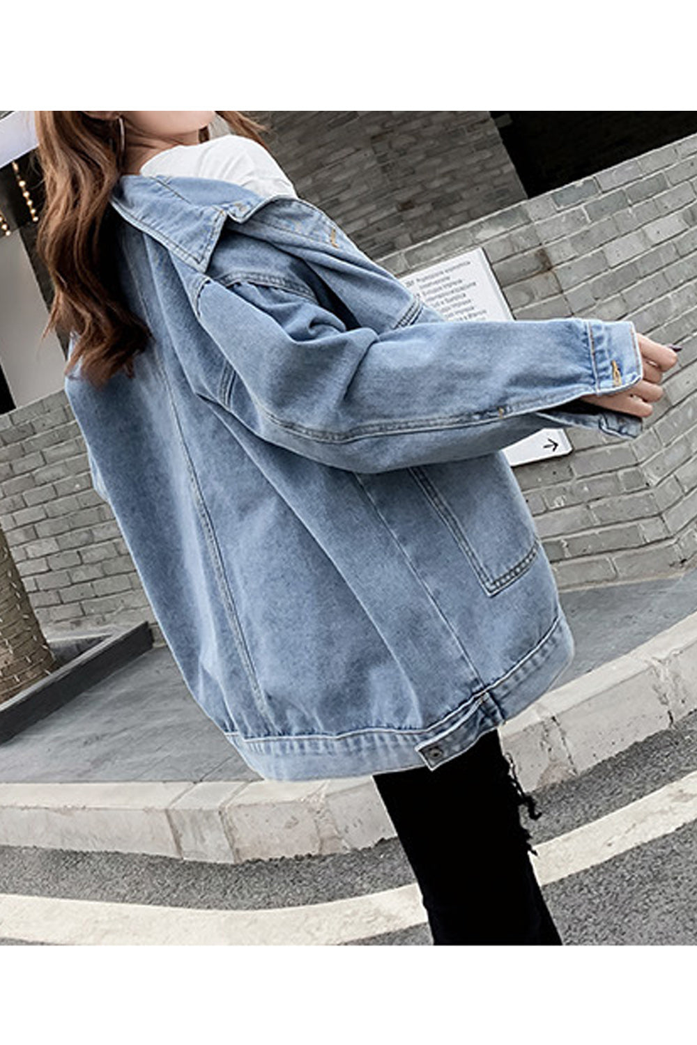 Women Modern Mid Length Superb Lon Sleeve Easy Button Down Denim Jacket