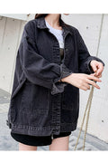 Women Modern Mid Length Superb Lon Sleeve Easy Button Down Denim Jacket
