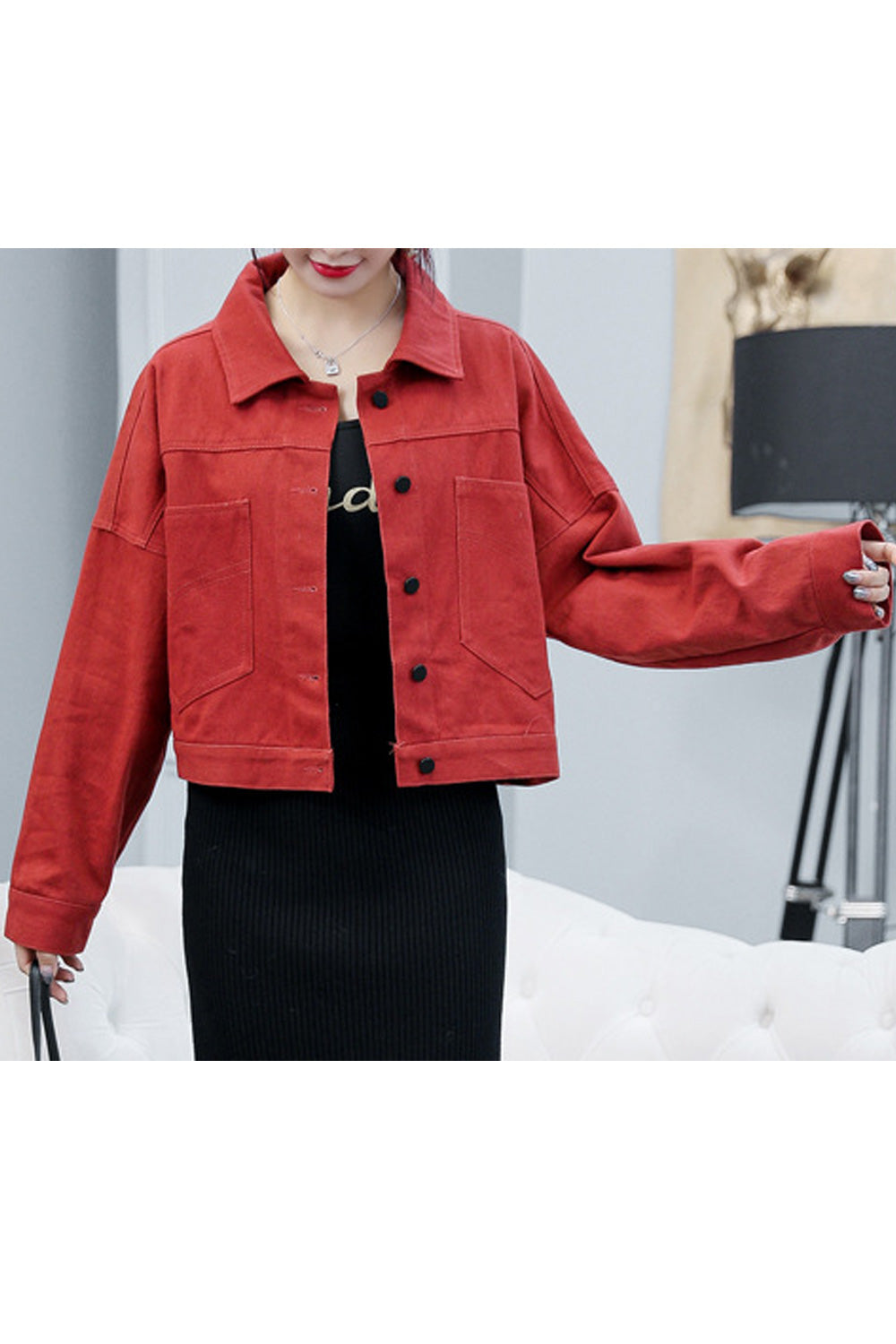 Women Solid Colored Wonderful Long Sleeve Loose Convenient Button Down Denim Jacket