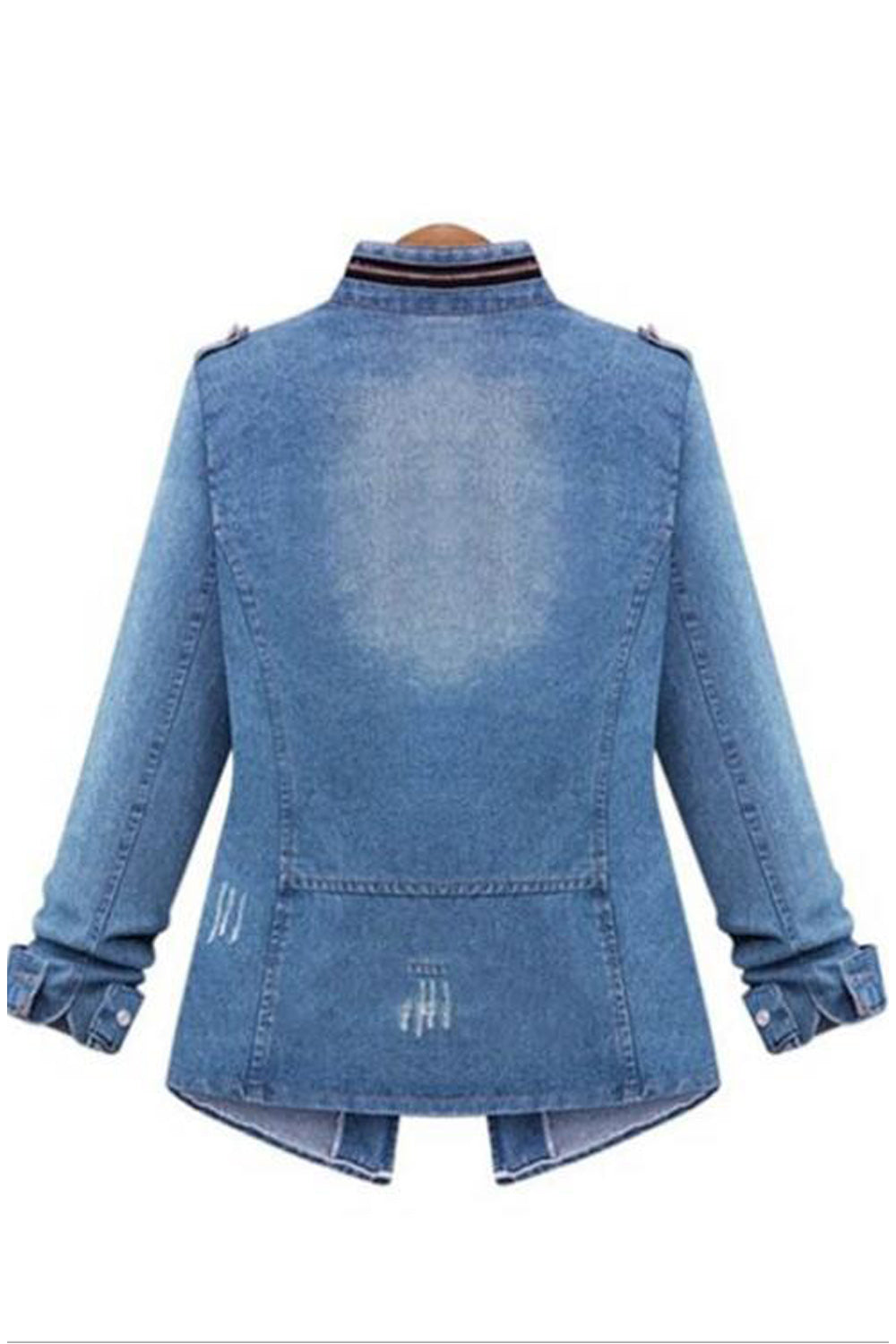 Women Long Sleeve Collar Neck Pocket Styling Winter Casual Classy Denim Jacket