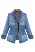 Women Long Sleeve Collar Neck Pocket Styling Winter Casual Classy Denim Jacket