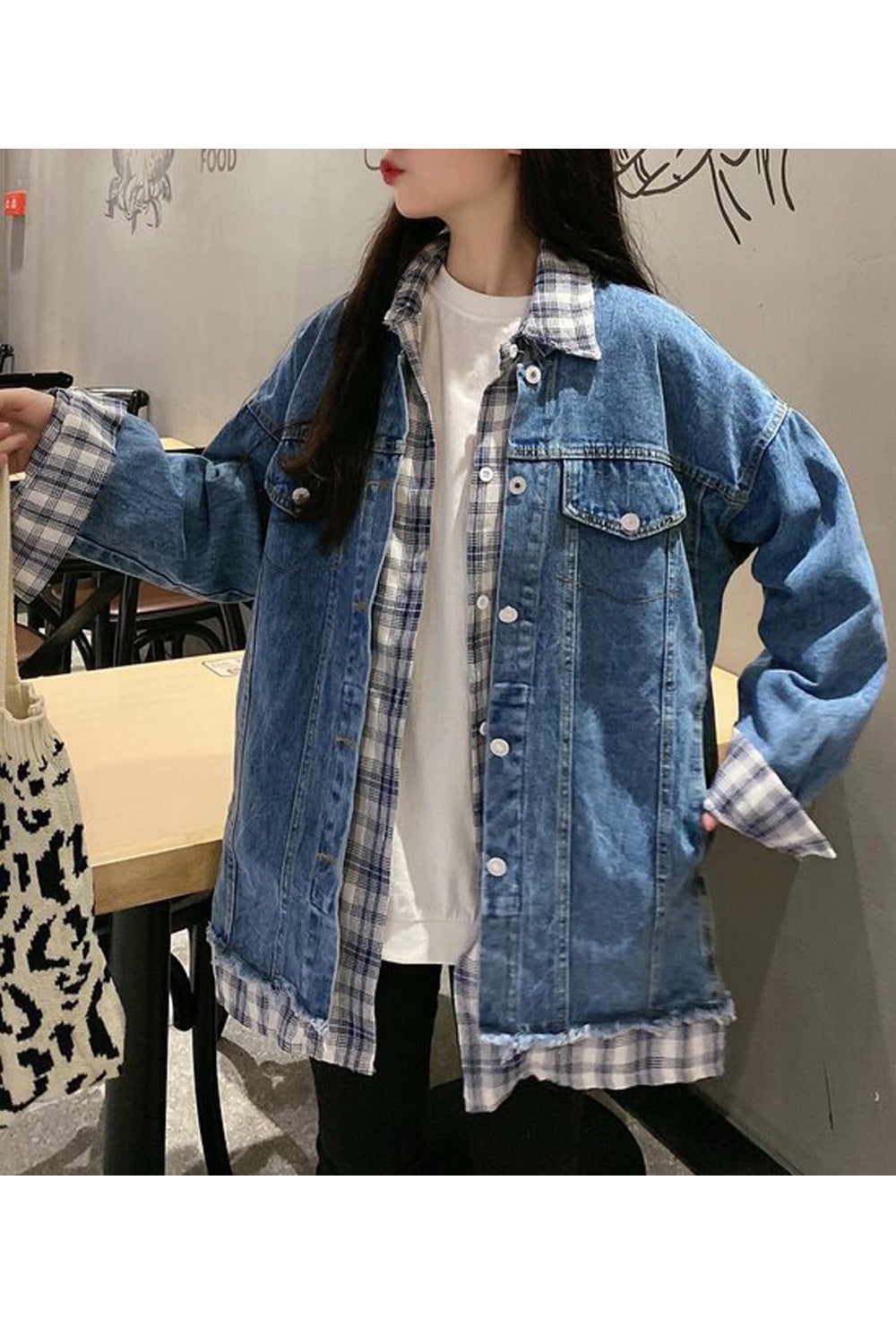 Women Mid Length Superb Button Closure Long Sleeve Denim Jacket