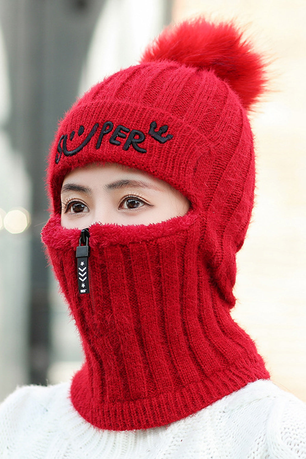 Women Letter Embroidered Cozy Winter Knitted Hat