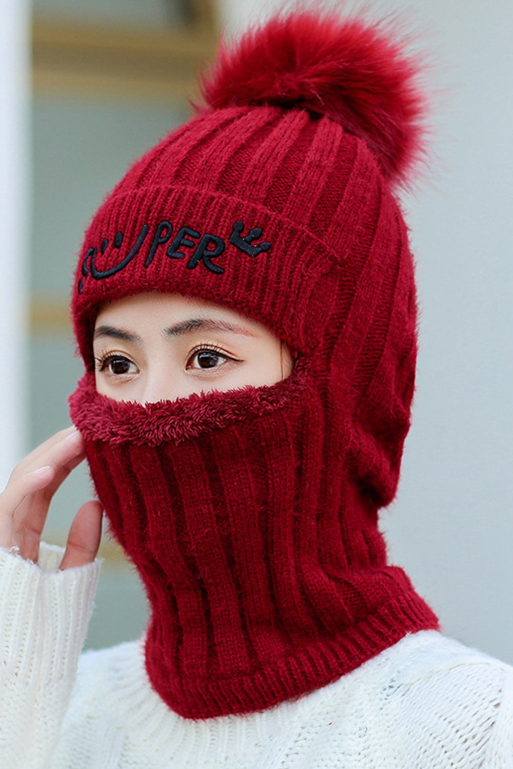 Women Letter Embroidered Cozy Winter Knitted Hat