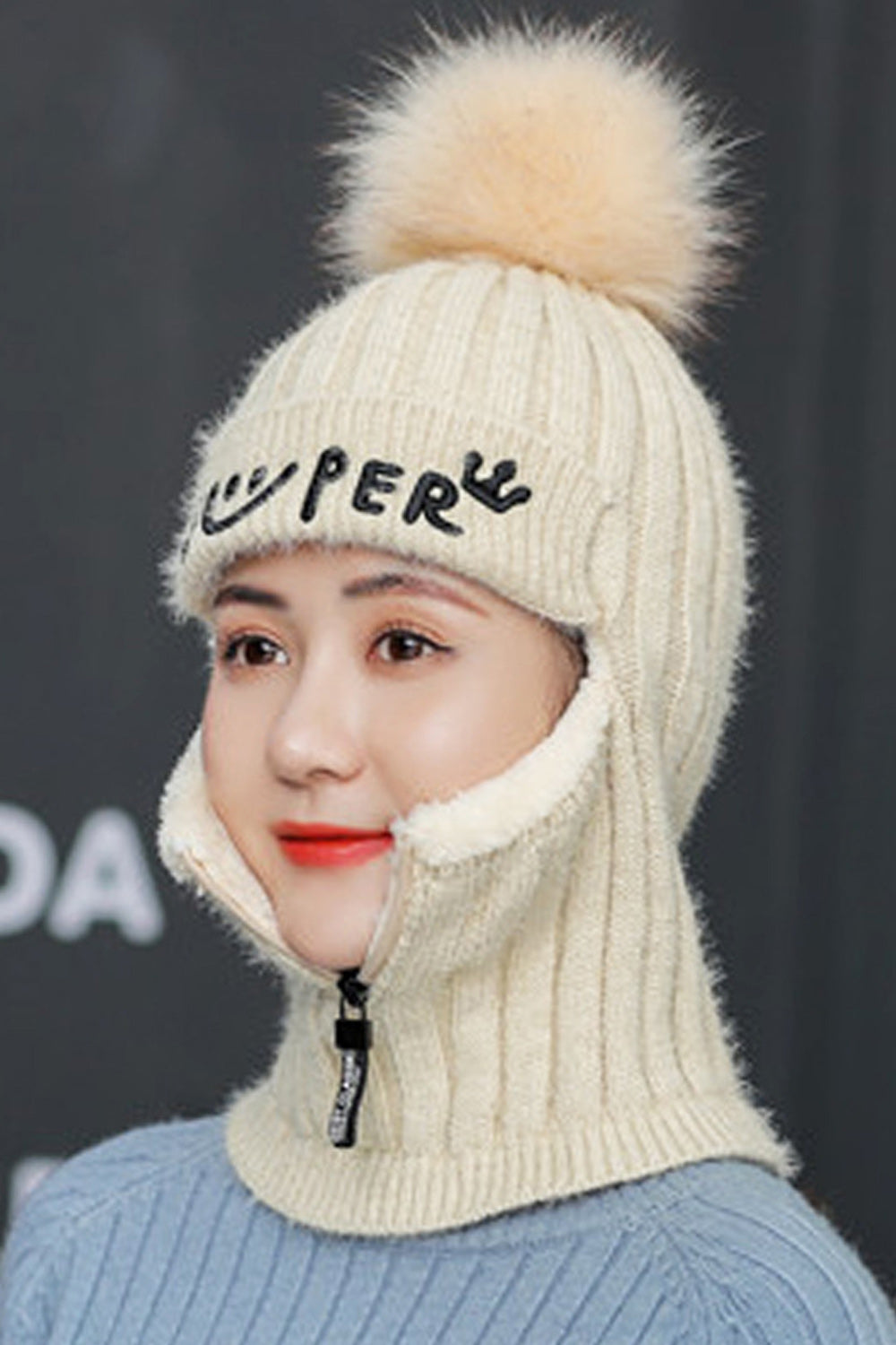 Women Letter Embroidered Cozy Winter Knitted Hat
