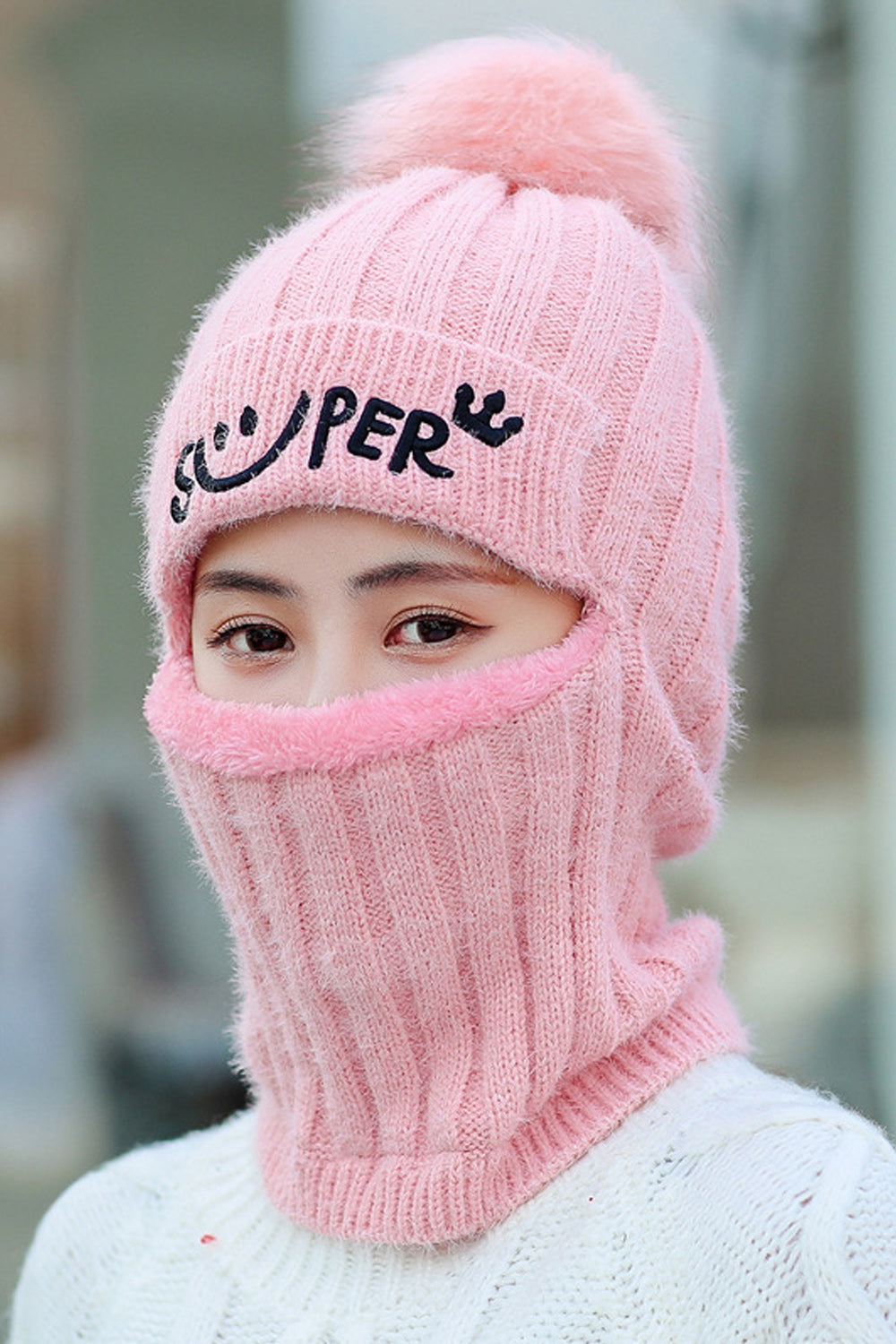 Women Letter Embroidered Cozy Winter Knitted Hat