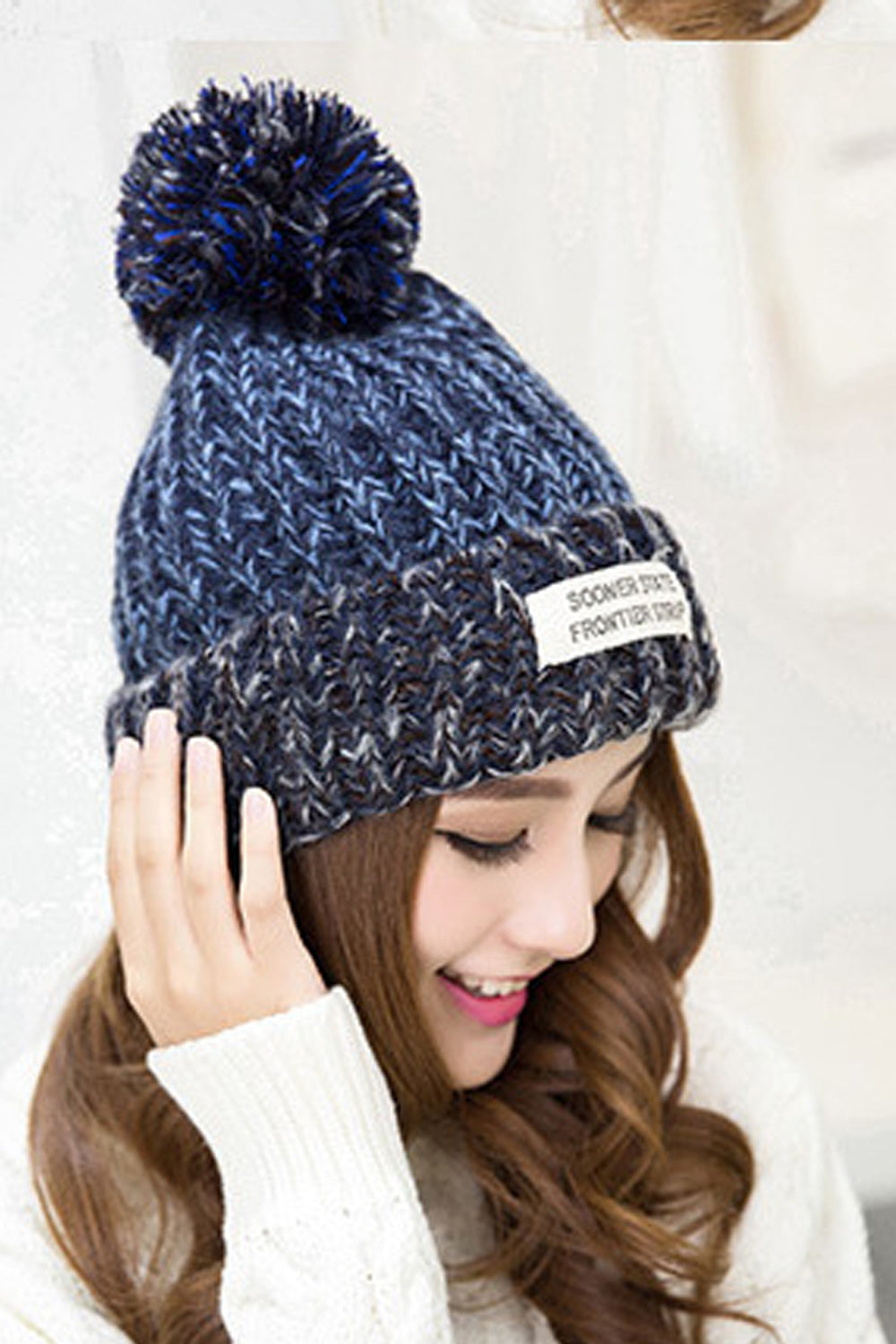 Women Pretty Thick Solid Colored Breathable Knitted Hat