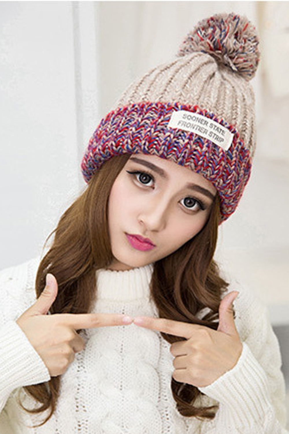 Women Pretty Thick Solid Colored Breathable Knitted Hat