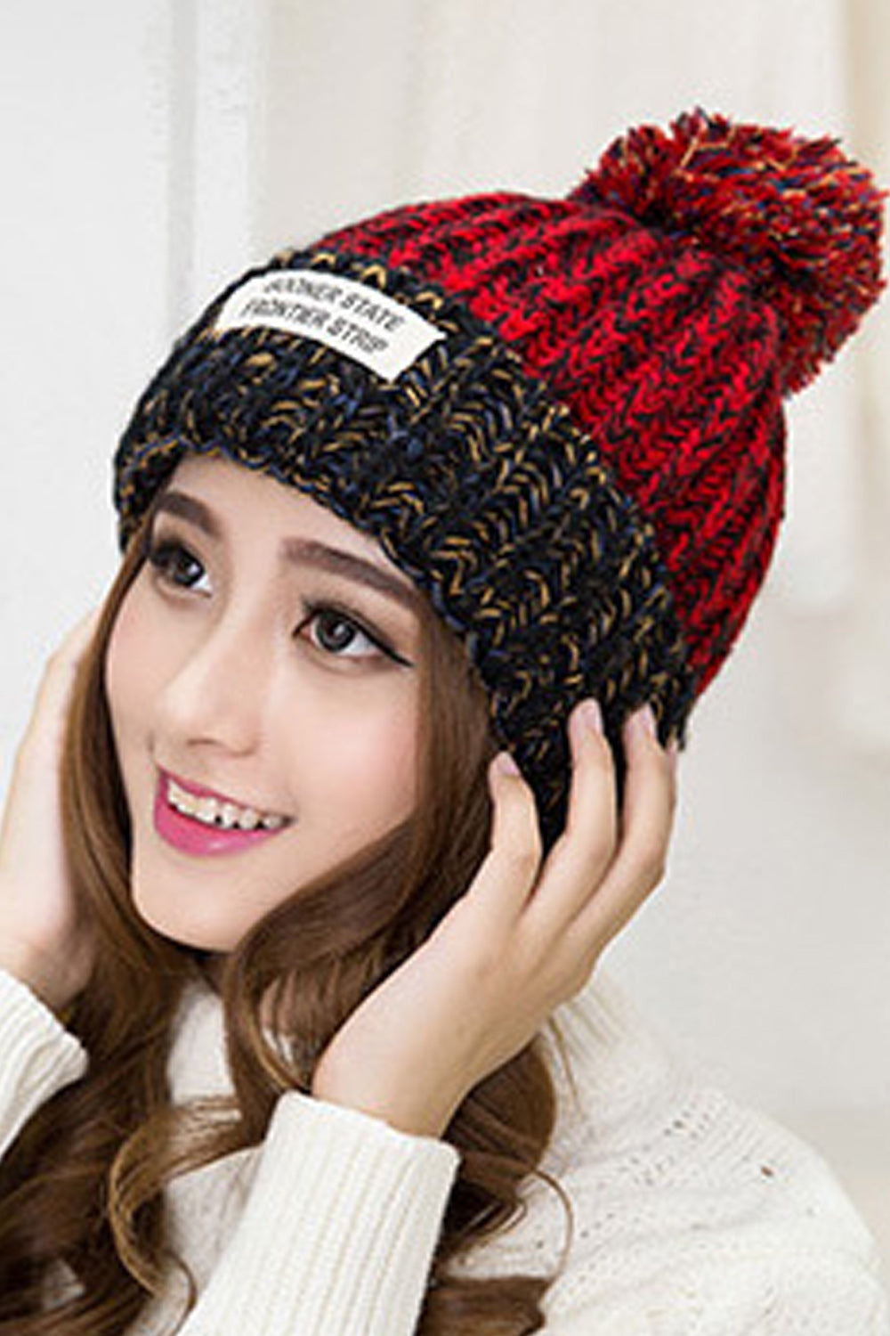 Women Pretty Thick Solid Colored Breathable Knitted Hat