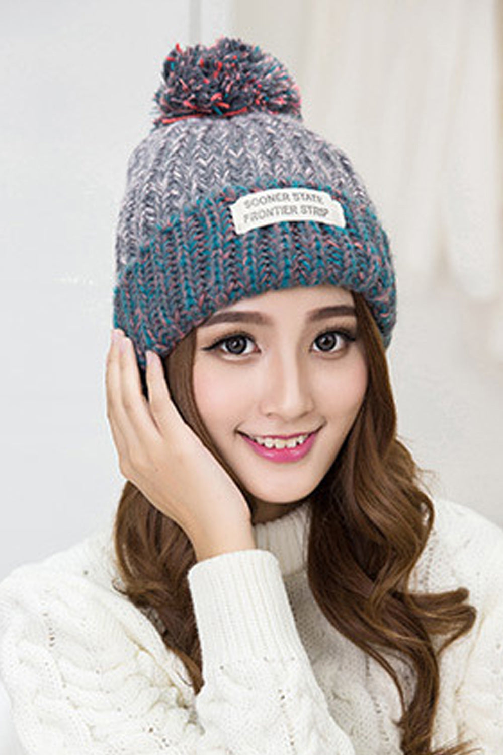 Women Pretty Thick Solid Colored Breathable Knitted Hat