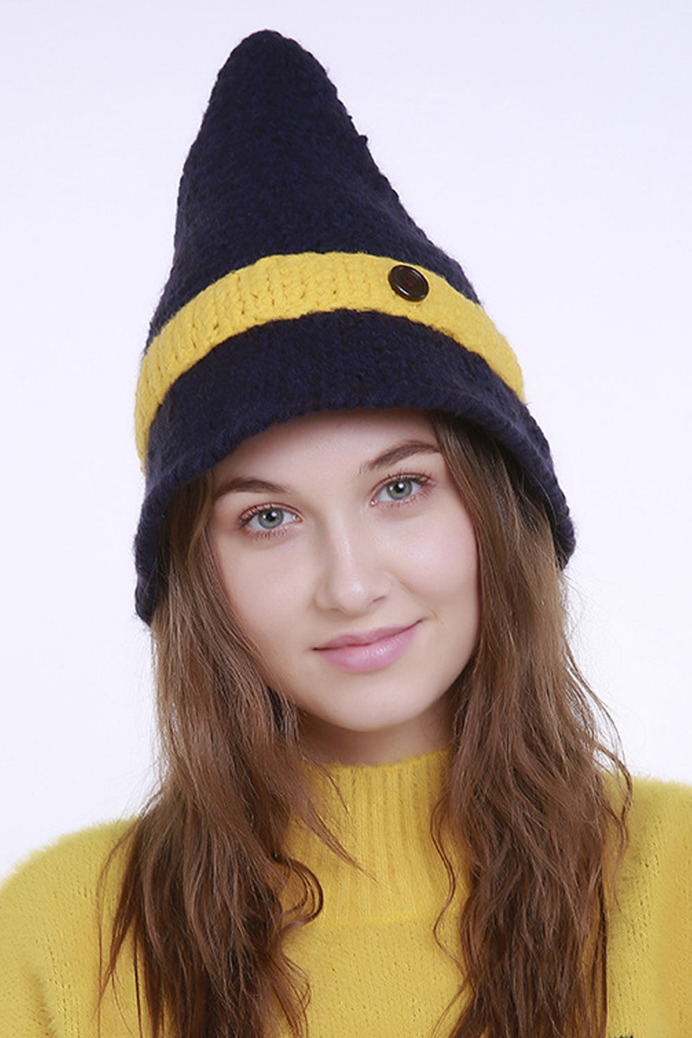 Women Breathable Warm Solid Pattern Cute Knitted Hat