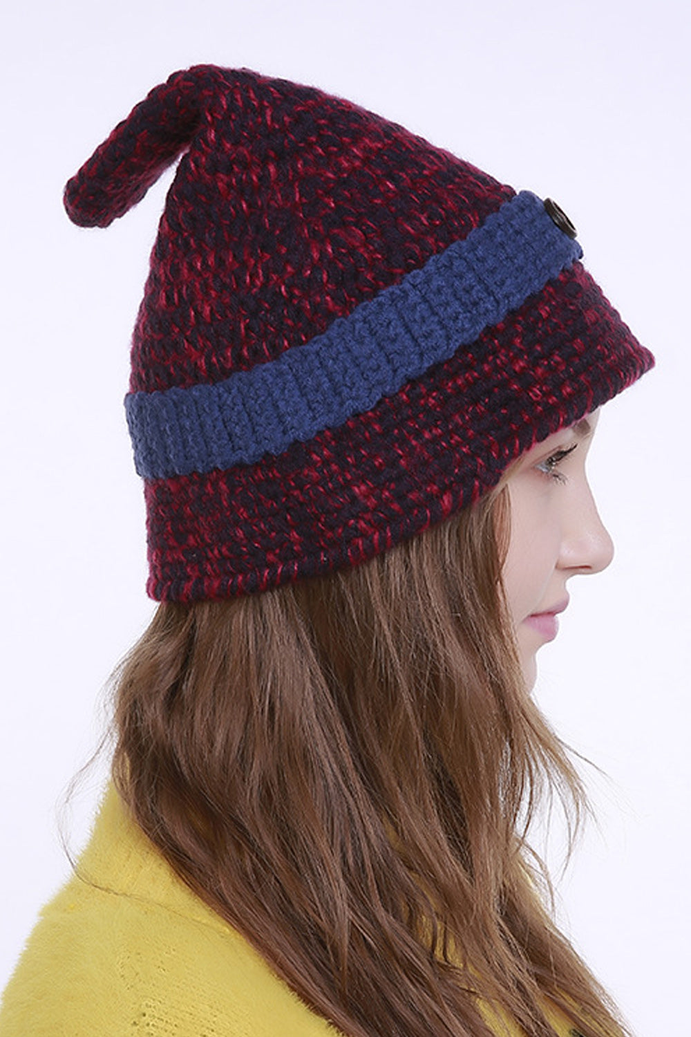 Women Breathable Warm Solid Pattern Cute Knitted Hat