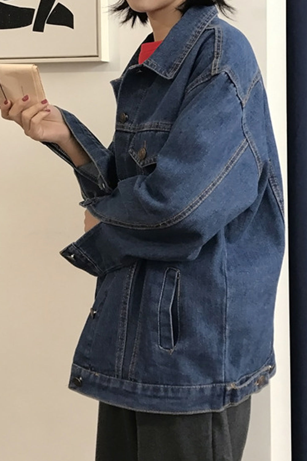 Women Pocket Styling Solid Pattern Long Sleeve Alluring Modern Denim Jacket