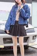 Women Pretty Solid Colored Winter Wind Proof Superb Denim Jacket