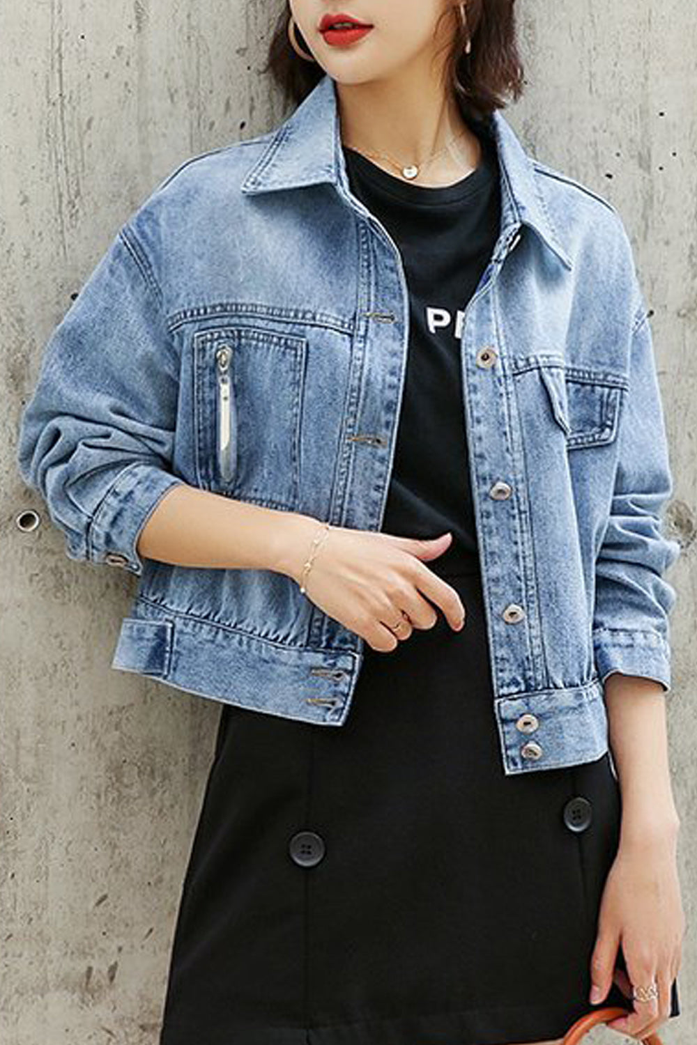 Women Button Down Long Sleeve Fashionable Classy Winter Denim Jacket