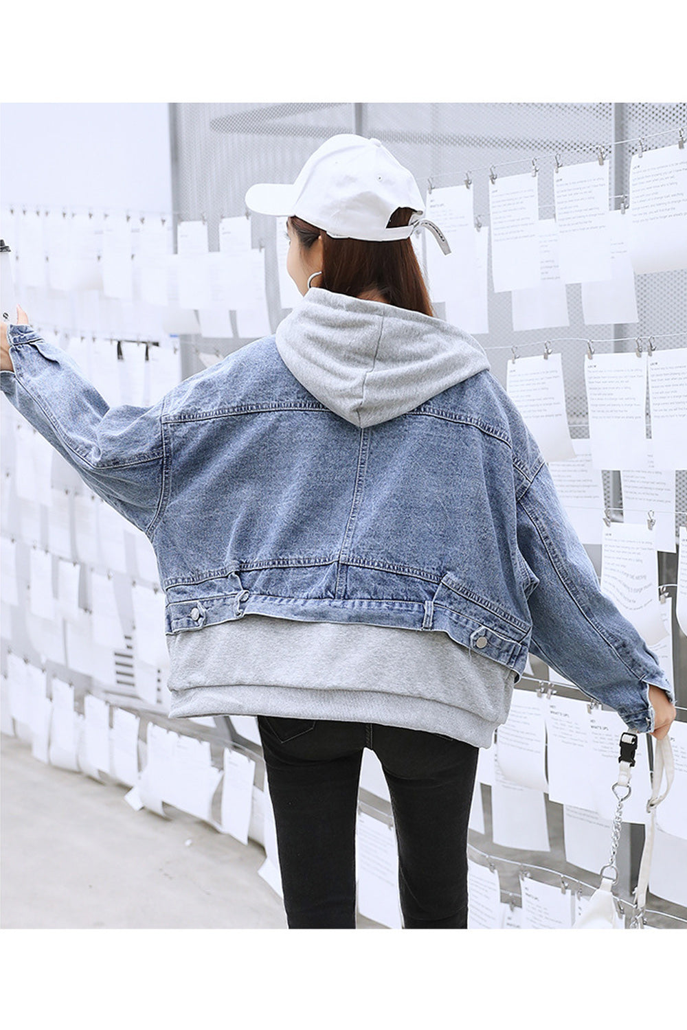 Women Comfortable Loose Long Sleeve Hood Style Winter Protection Casual Denim Jacket