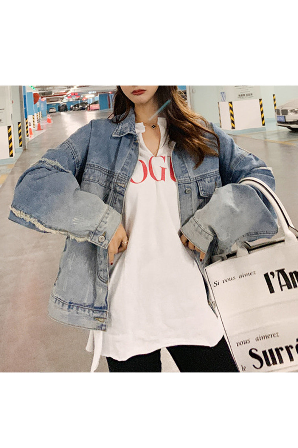 Women Loose Breathable Long Sleeve Elegant Solid Pattern Wonderful Convenient Denim Jacket