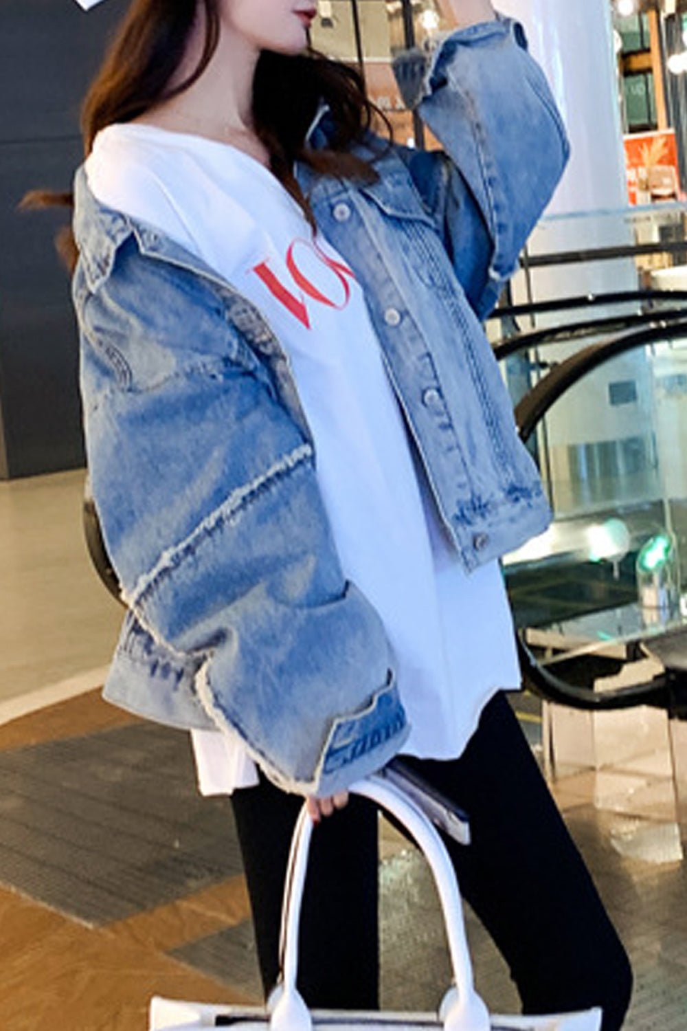 Women Loose Breathable Long Sleeve Elegant Solid Pattern Wonderful Convenient Denim Jacket