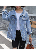 Women Modern Printed Style Long Sleeve Loose Long Sleeve Magnificent Denim Jacket