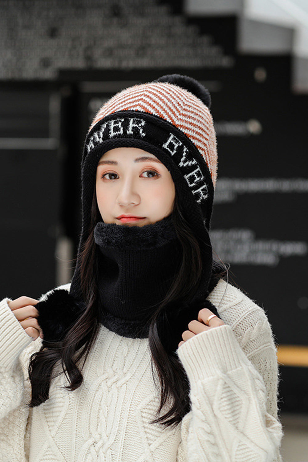 Women Classic Winter Warm Thick Lovely Printed Pattern Knitted Hat