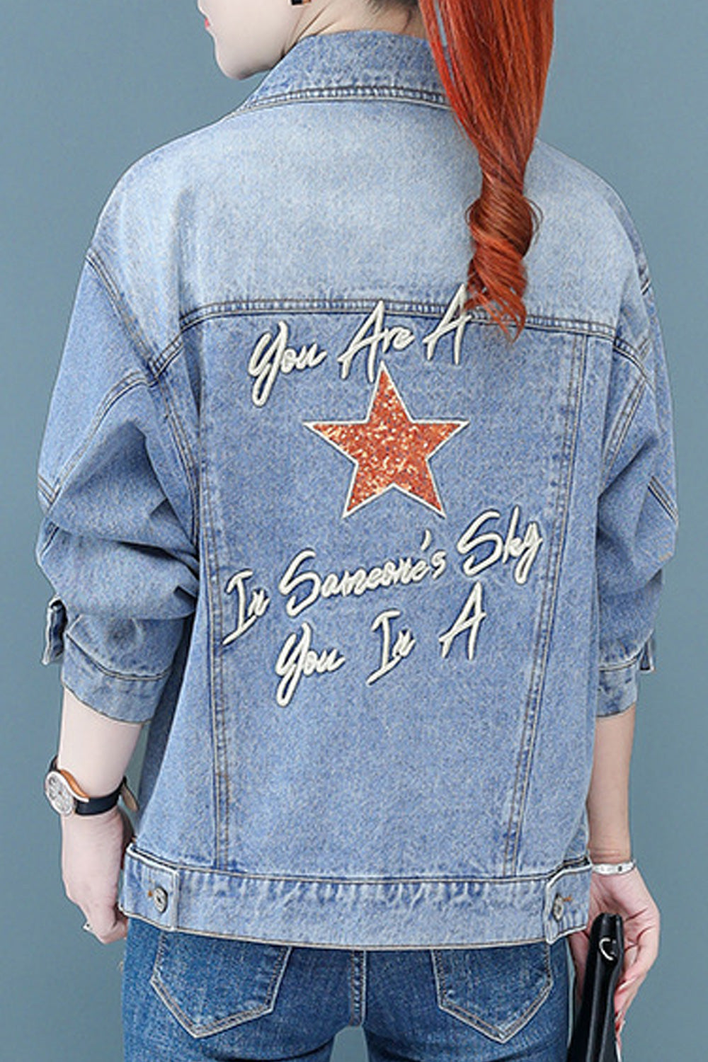 Women Fashionable Classy Button Closure Amazing Long Sleeve Solid Pattern Denim Jacket