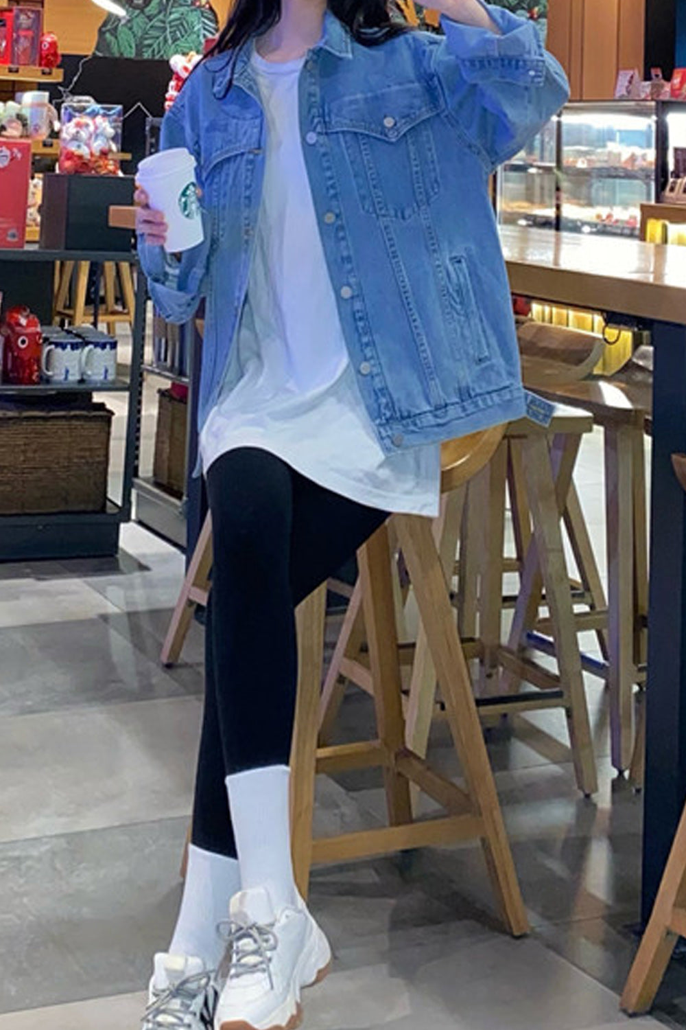 Women Fascinating Loose Long Sleeve Thick Collar Neck Denim Jacket