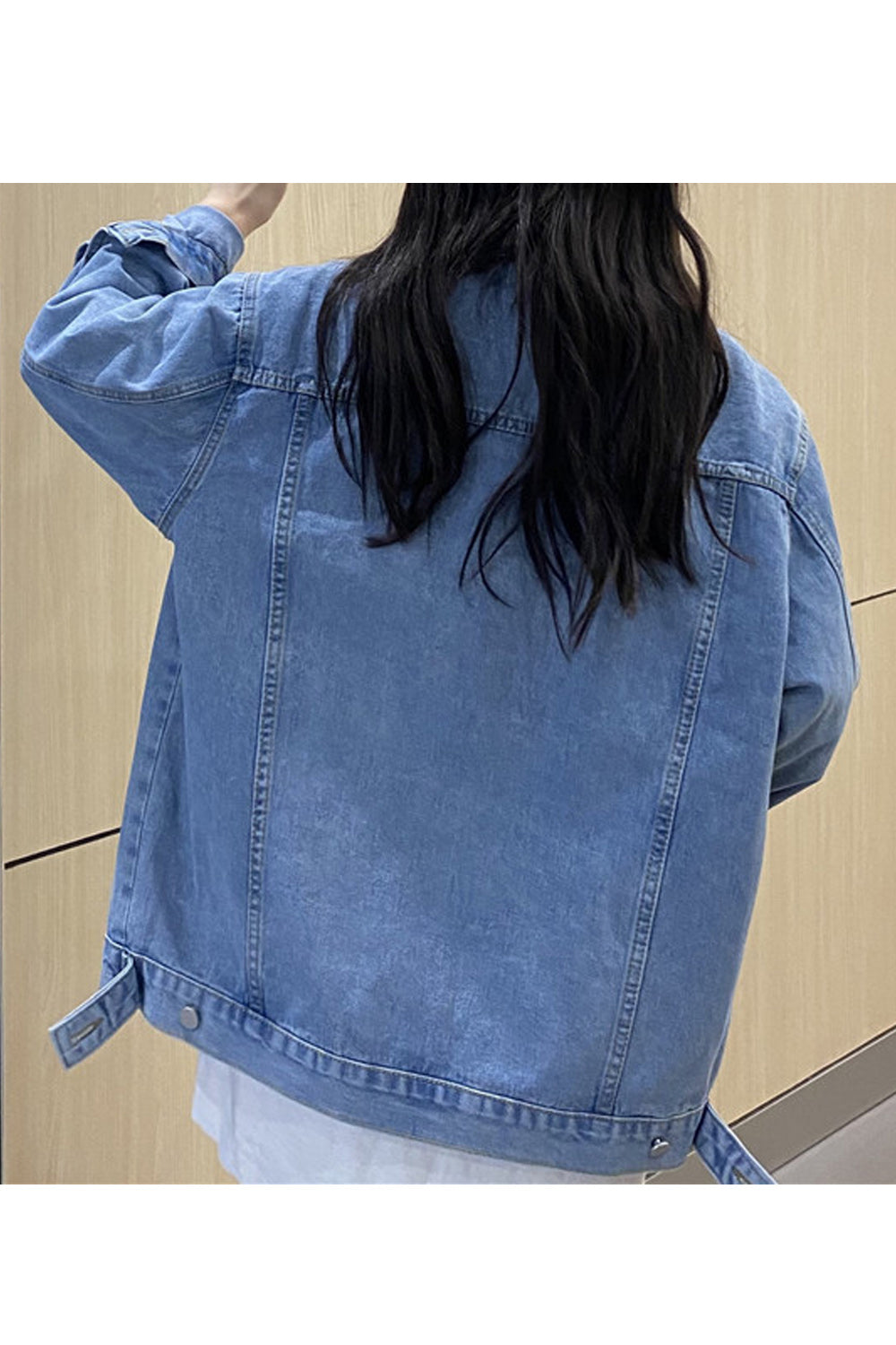Women Fascinating Loose Long Sleeve Thick Collar Neck Denim Jacket
