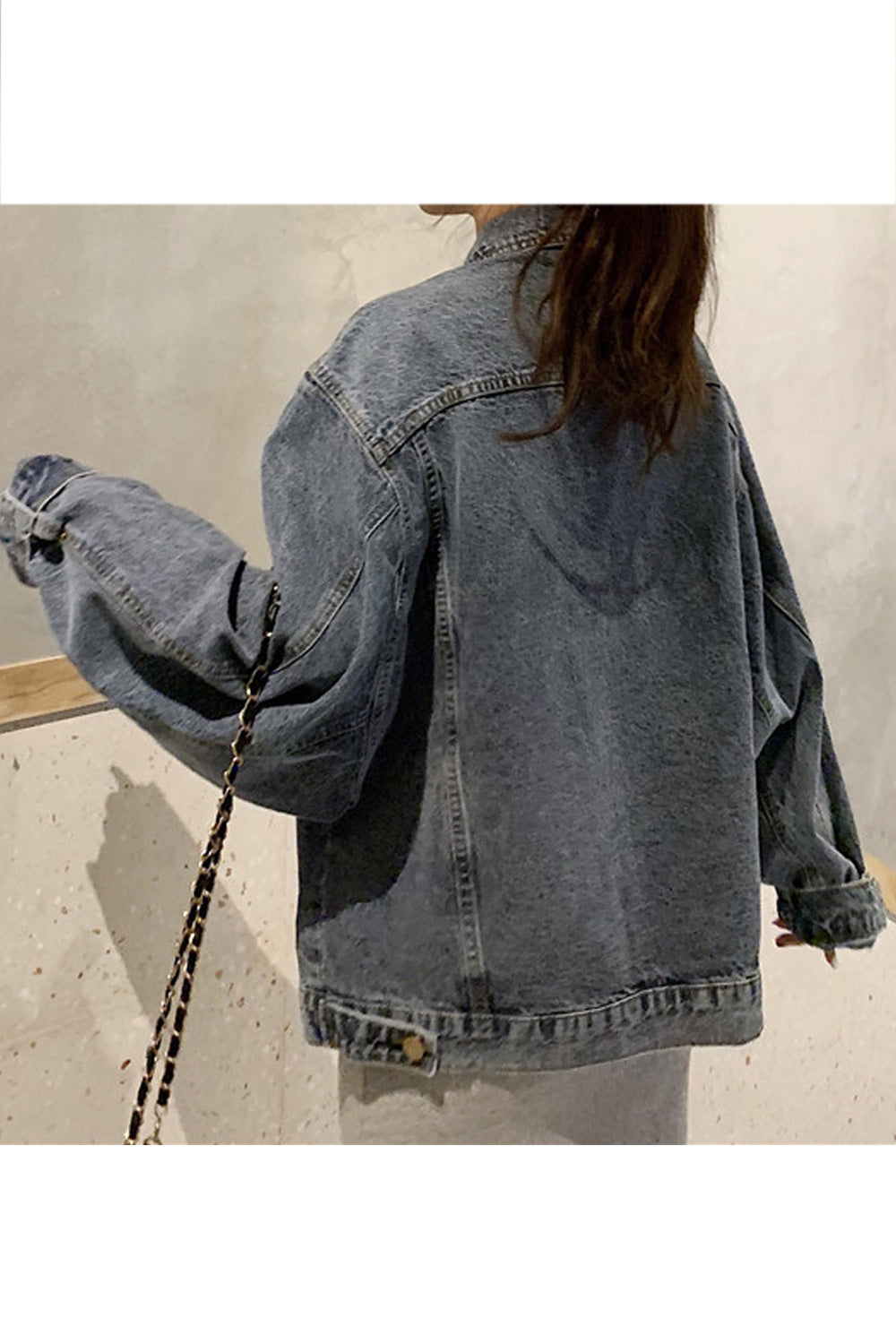 Women Long Sleeve Loose Pocket Styling Denim Jacket