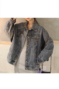 Women Long Sleeve Loose Pocket Styling Denim Jacket