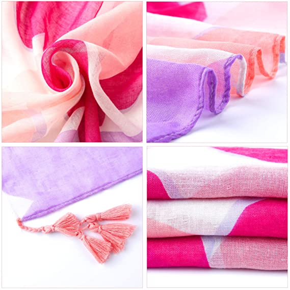 FEPITO Valentine's Day Heart Light Weight Cotton Scarves for Women