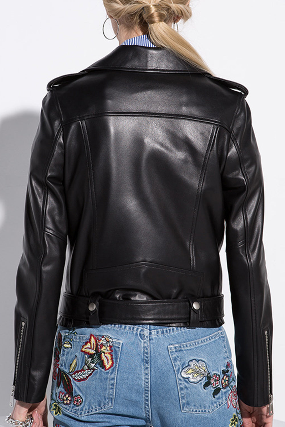 Women Cozy Long Sleeve Zipper Pocket Thick Winter Leather Jacket