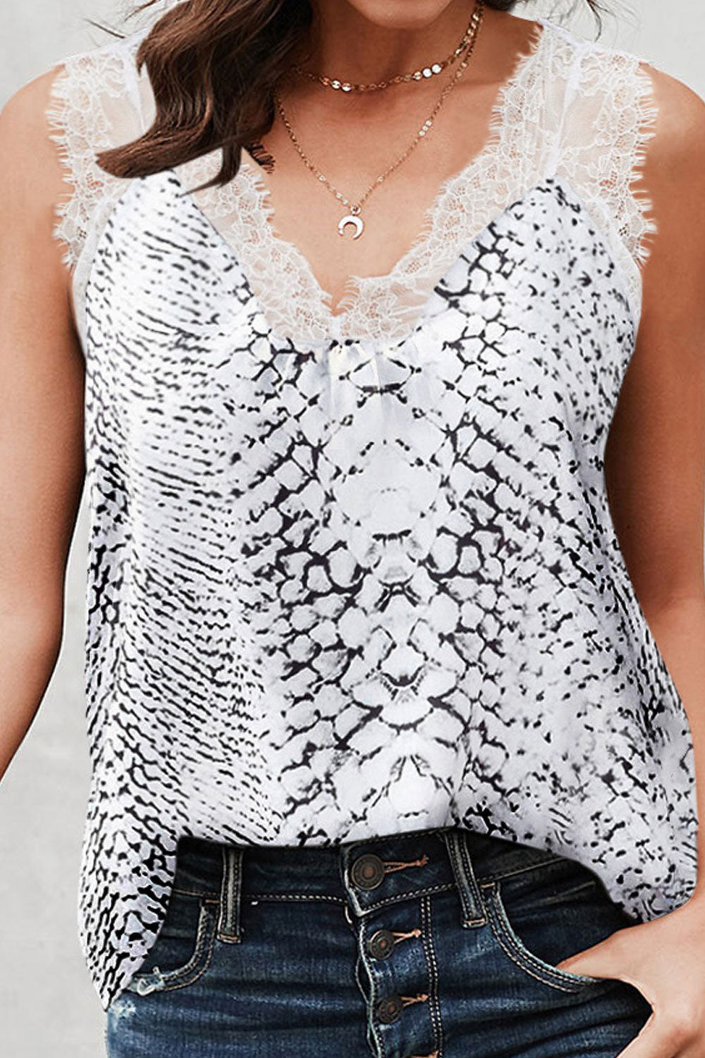 Women Summer V-Neck Printed Sleeveless Breathable Shirt
