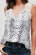 Women Summer V-Neck Printed Sleeveless Breathable Shirt