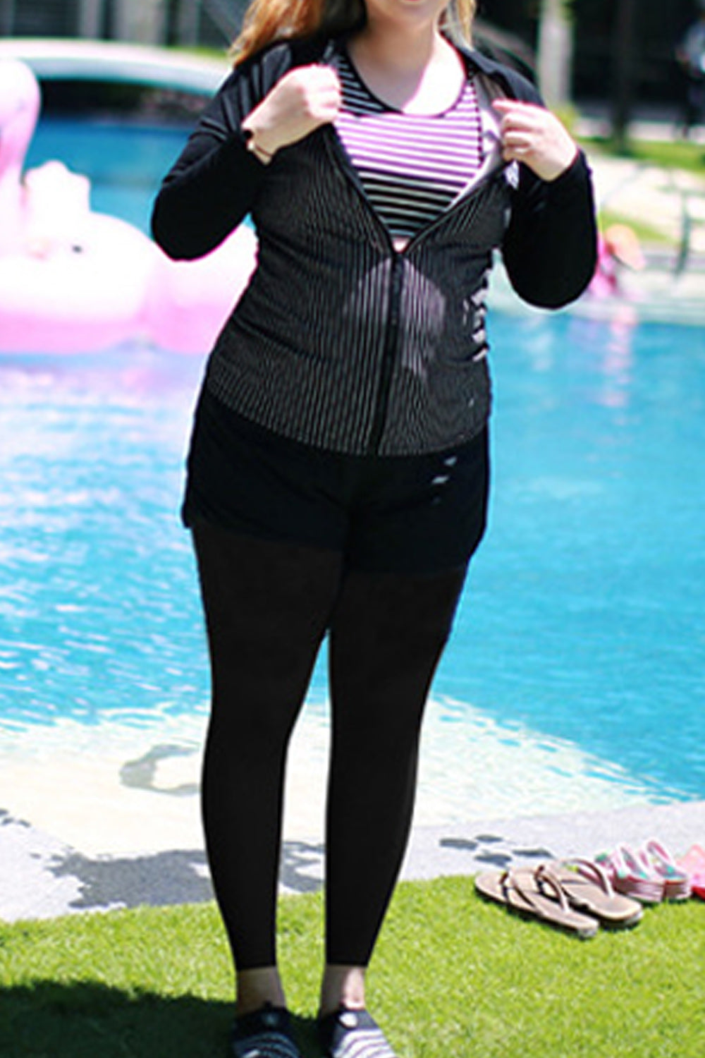 Women Long Sleeve Flexible Zipper Style Convenient Swimwear
