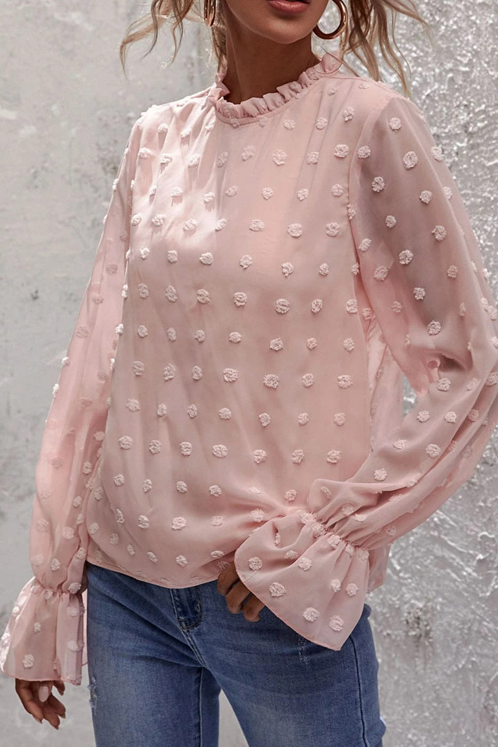 Women Breathable Chiffon Loose Fit Long Sleeve Shirt