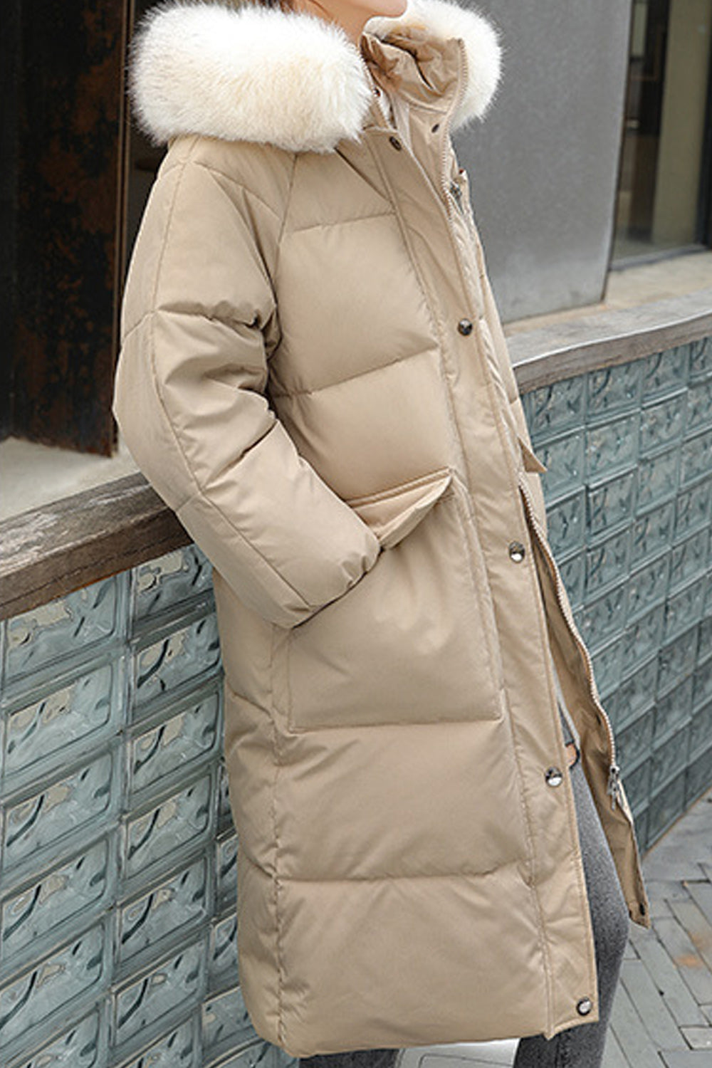 Women Warm Long Sleeve Fluffy Hooded Neck Flap Pocket Fabulous Solid Colored Winter Warm Casual Padded Jacke