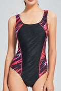 Women Fashionable Printed Pattern Round Neck Slim Fit One Piece Swimwear