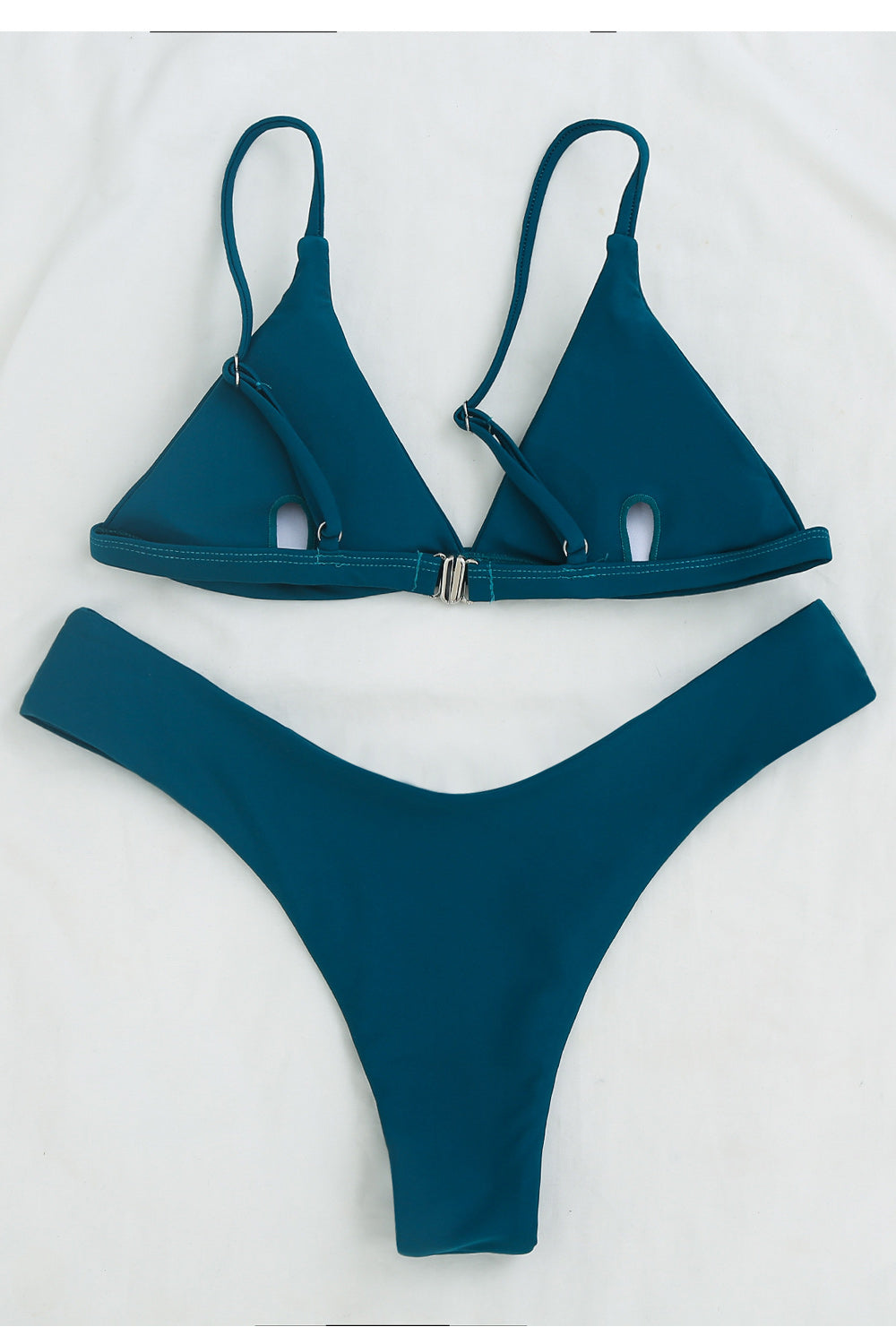 Women Pretty Solid Colored Strap Neck Trendy Two Piece Swimwear